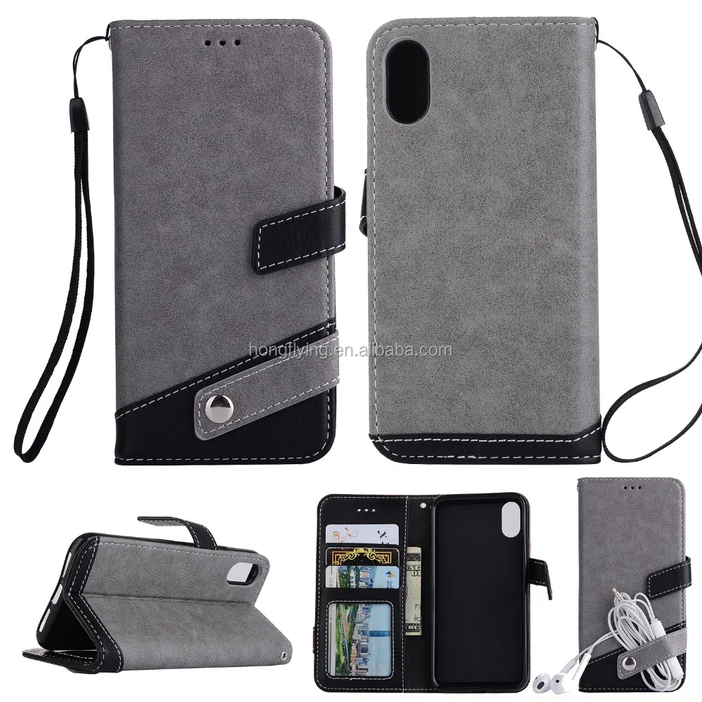 Leather phone case with credit card slot back cover for Iphone X, card slot case for sam sung ,mobile phone shell