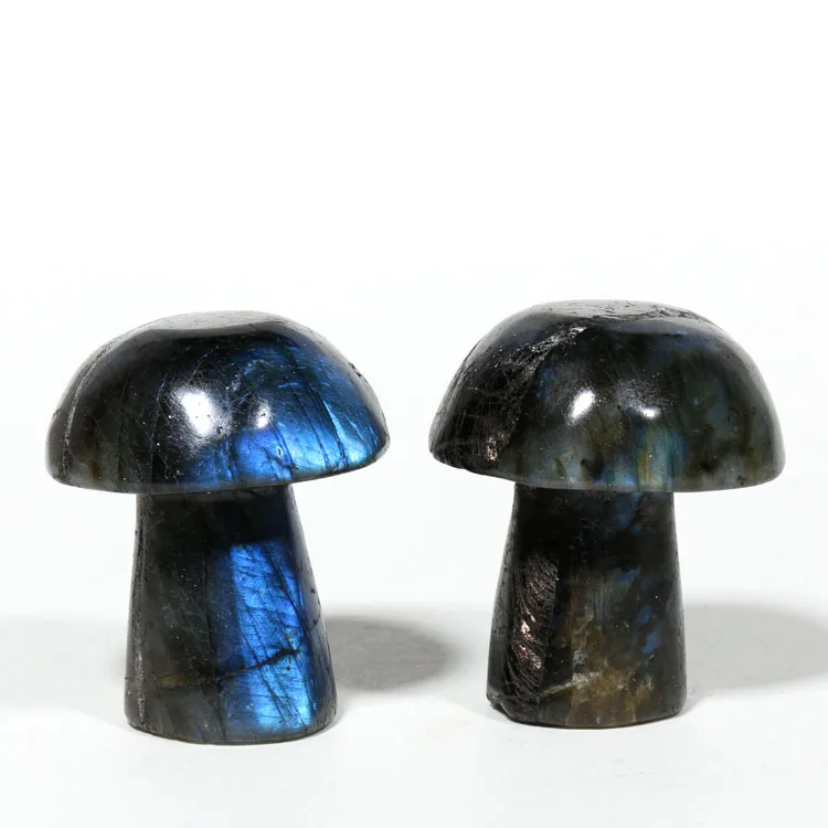 Natural Labradorite Carved Crystal Mushroom Gemstone Mushroom 1 pack contain 10 pieces