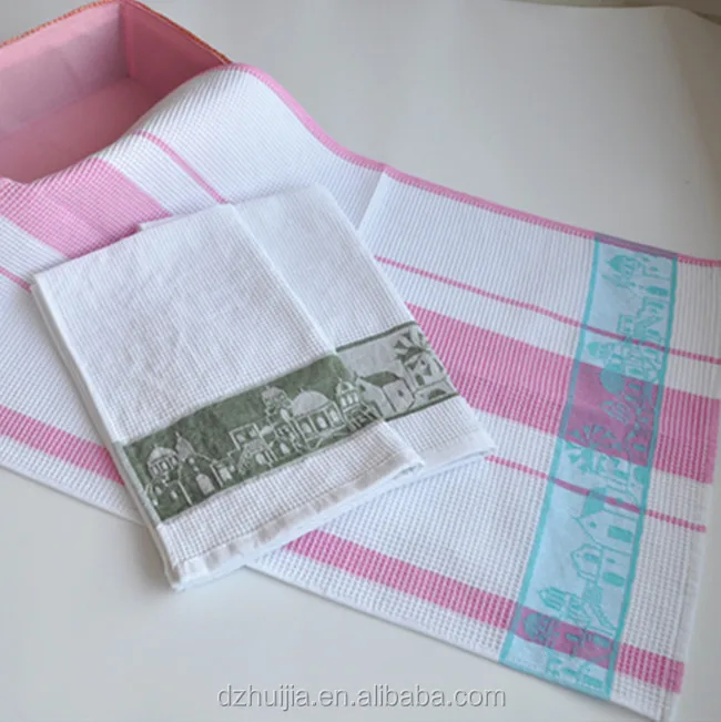 OEM 100% белые хлопковые вафельные плетеные кухонные чайные полотенца