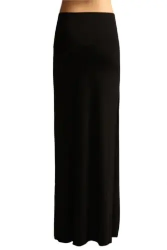 New Summer Latest Long Skirt Models Design Rayon Solid Maxi Full Length High Waist Fold Over Skirt for Women