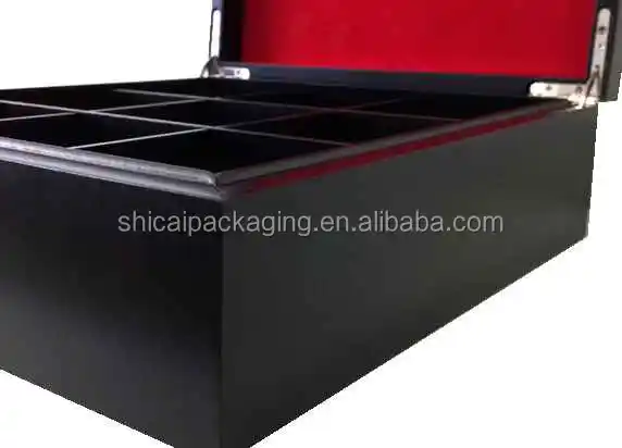 
9 Compartments Deluxe Wooden Tea Box With Lid 