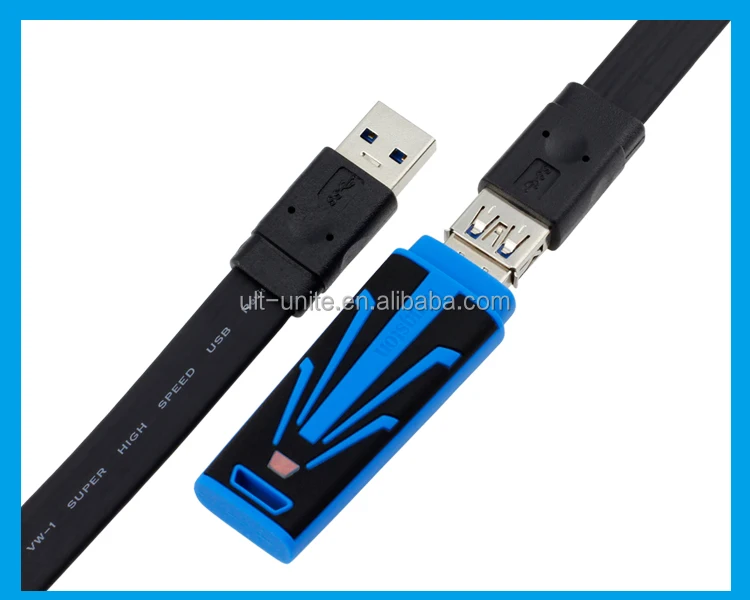 USB3.0 Мужчина К Женский Плоский Кабель Синий OD = 2.5*12.1 мм L = 0.3 м