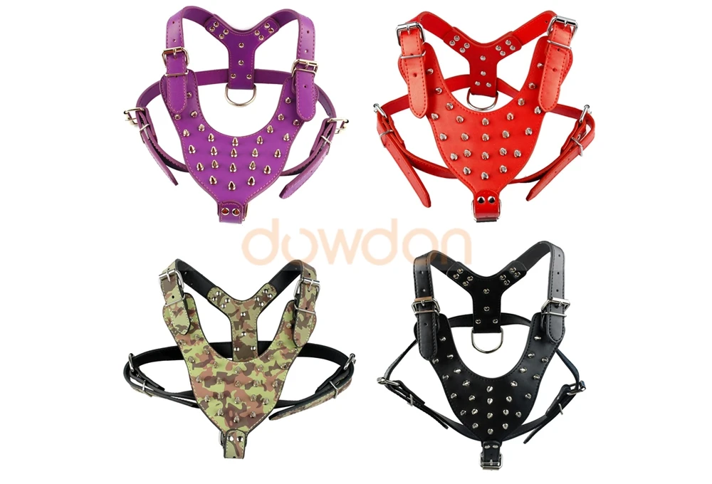 Fashion Leather Spiked Dog Harness for Pitbulls