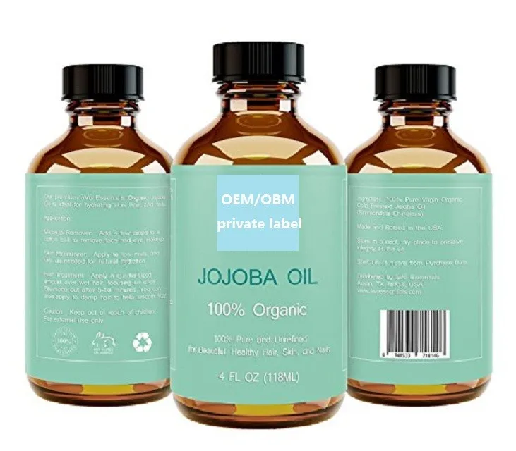
Private label 100% pure organic essential oils Jojoba oil for hair skin face 