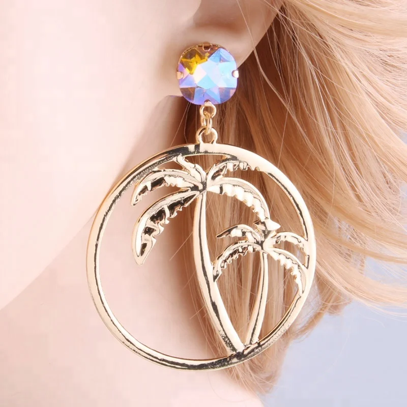 
NeeFu WoFu Drop Earrings Brand Crystal Earring Big Earring Fashion Coco Earrings Large Metal Long Brinco Oorbellen Gift 