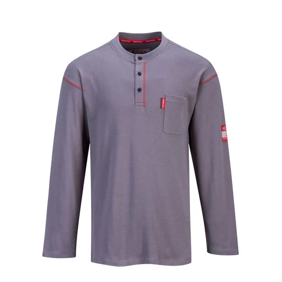 Wholesale Cotton Flame Resistant Long Sleeve FR Work safety jersey tee Shirt
