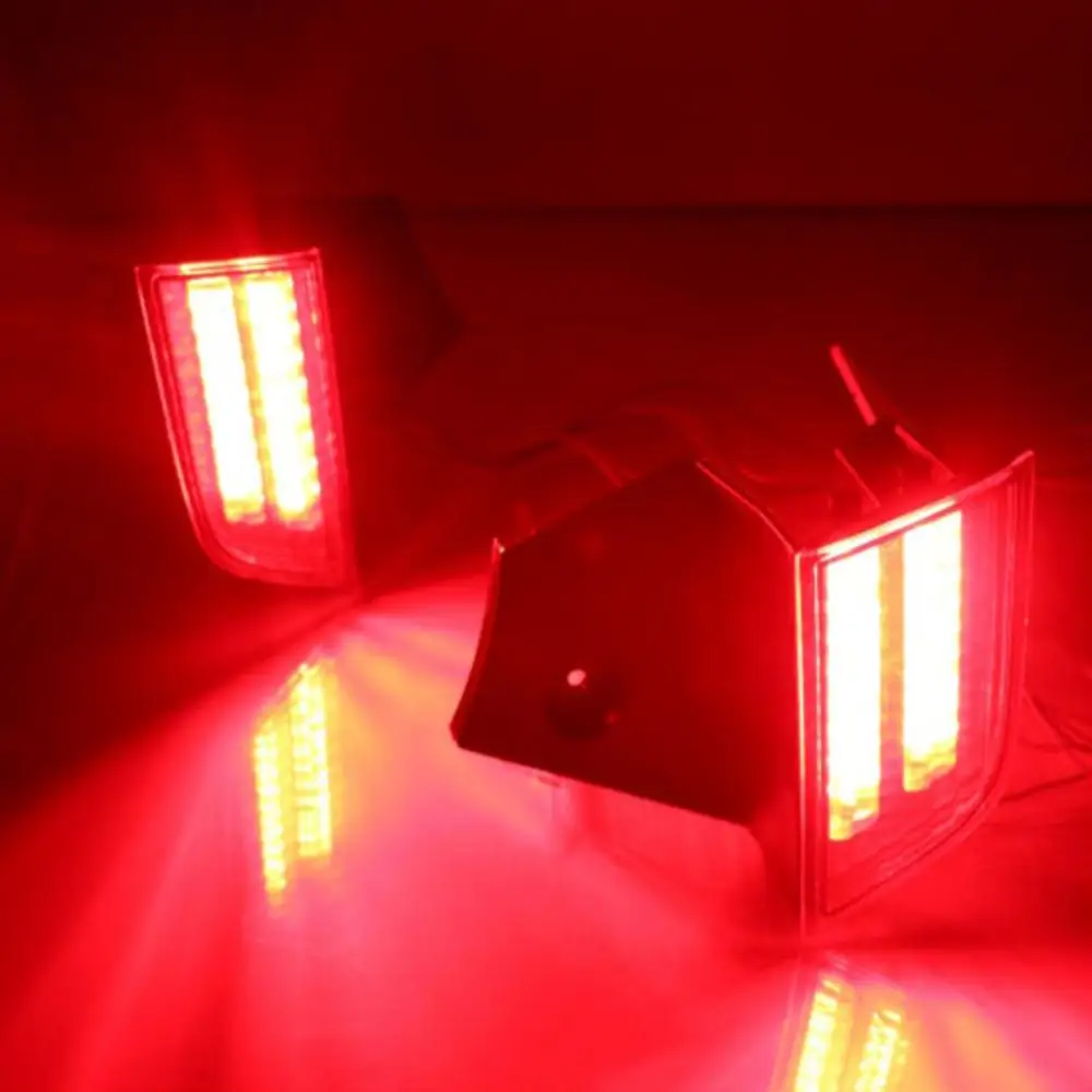 
3D Optic Red LED Rear Bumper Reflectors Rear Tail Brake Light Lamps Kit For 2016 2017 2018 2019 Mitsubishi Pajero Montero Sport 