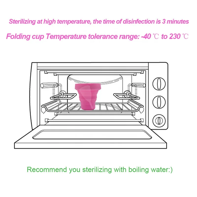 Medical Women Silicone Menstrual Foldable Sterilizer Collapsible Cup Easy to Carry Out Travel Drinking Water Cup Menstrual Cup