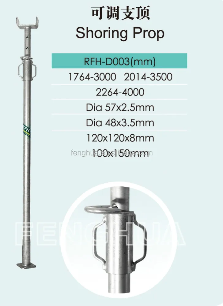 Adjustable steel scaffold shoring prop for construction