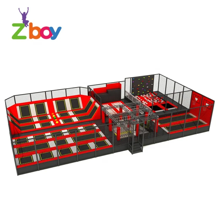 Commercial Jump Adults Large Indoor Trampoline Park Playground With Ninja Warriors