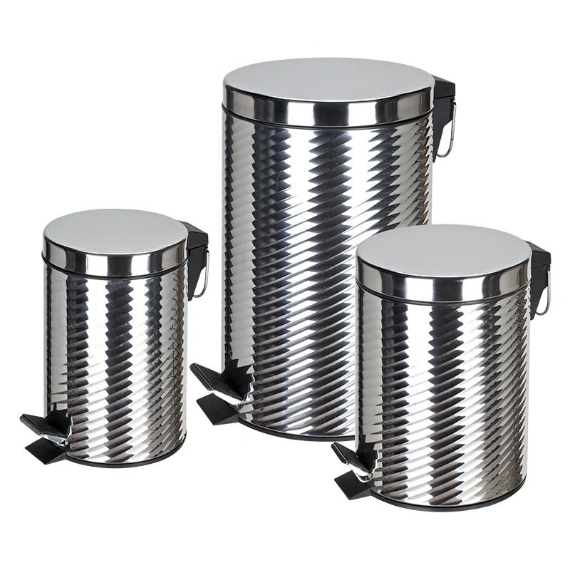 Stainless Steel Round Shaped Dustbin All Size  Step Bin Indoor Kitchen Using Waste Bin Outdoor Rubbish Bin With Soft Closing