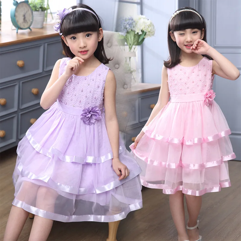 2019 Newest Summer Child Clothes Big Baby Skirt Fashion Cute Princess Girl Dress With pearls