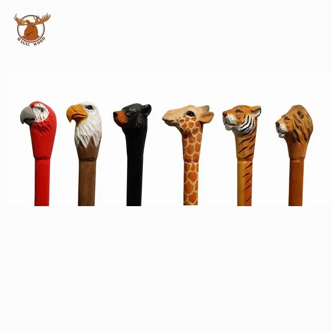 
Wooden Carved Walking Stick handicraft carving wood animal walking cane 