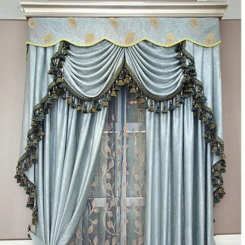 Insulate Heat and Cold Fashionable Design Grommet Top with Valance and Sheer Hight Quality Chenille Jacquard Curtain Fabric