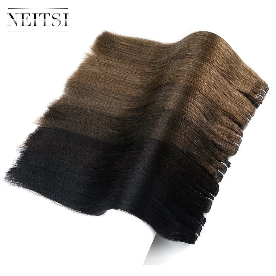 
Neitsi 20inch 7PCS/SET Clip on Remy Human Hair Extensions Straight Clip-ins Hair Double Drawn 