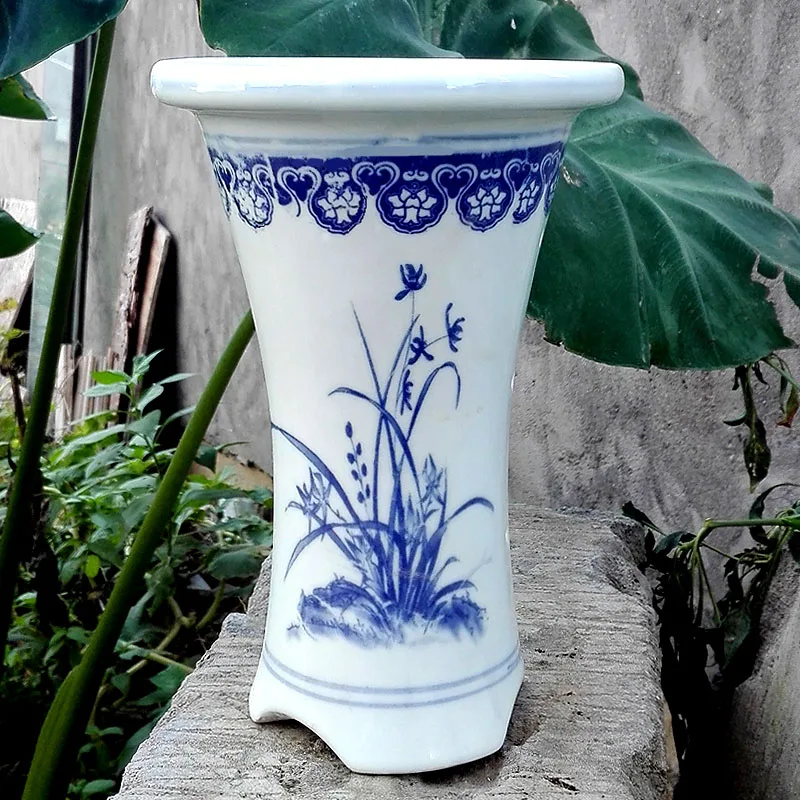 Wholesale Jingdezhen High Temperature burning blue and white orchid porcelain flower pot