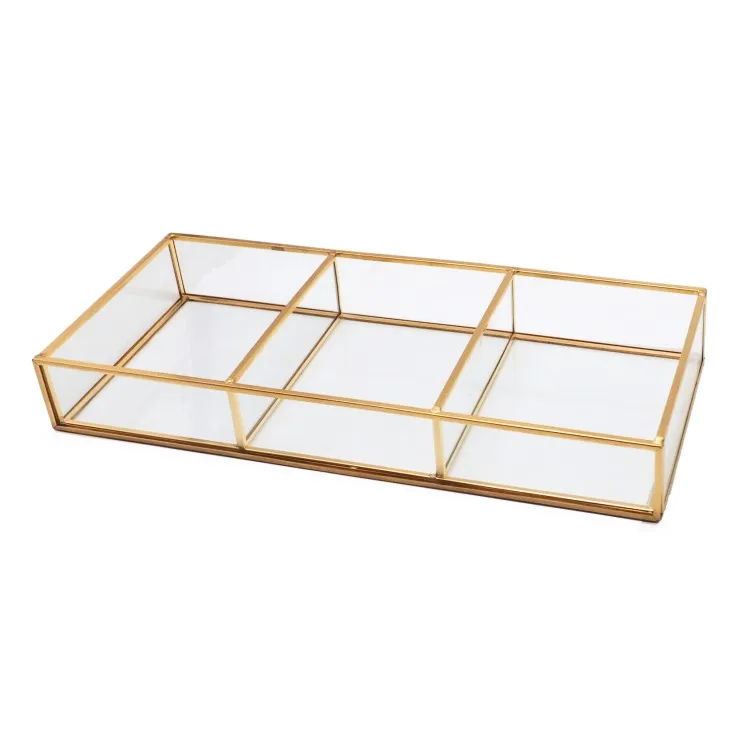 TR-1001 Make-up Organizer  Handmade Jewelry Display Storageglass jewelry tray