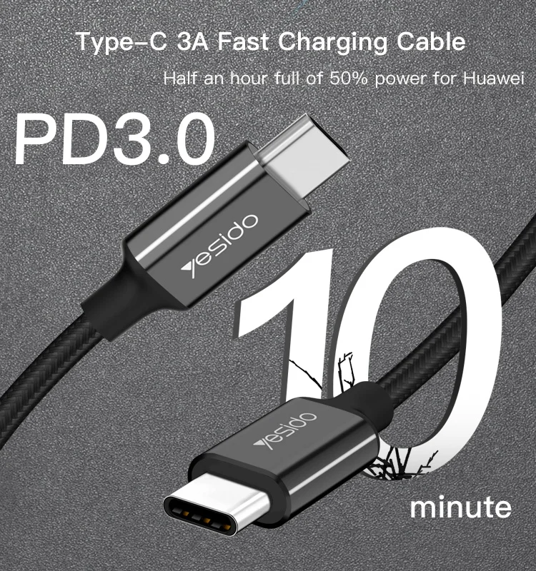 
Drop Shopping Pd3.0 3A Type-C Data Cable Nylon Braided Computer Mobile Phone Data Cable 