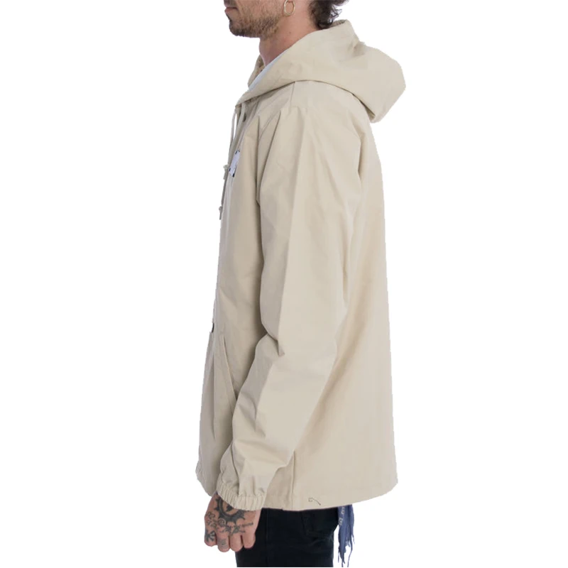 Mens Streetwear Jacket Blank Hooded Nylon Coaches Jacket Wholesale