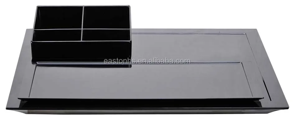 Hotel Room Black Color Melamine Sachet Tray