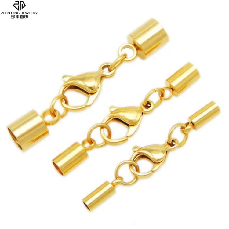 Different size stainless steel end cap lobster clasp jewelry accessory for leather bracelet