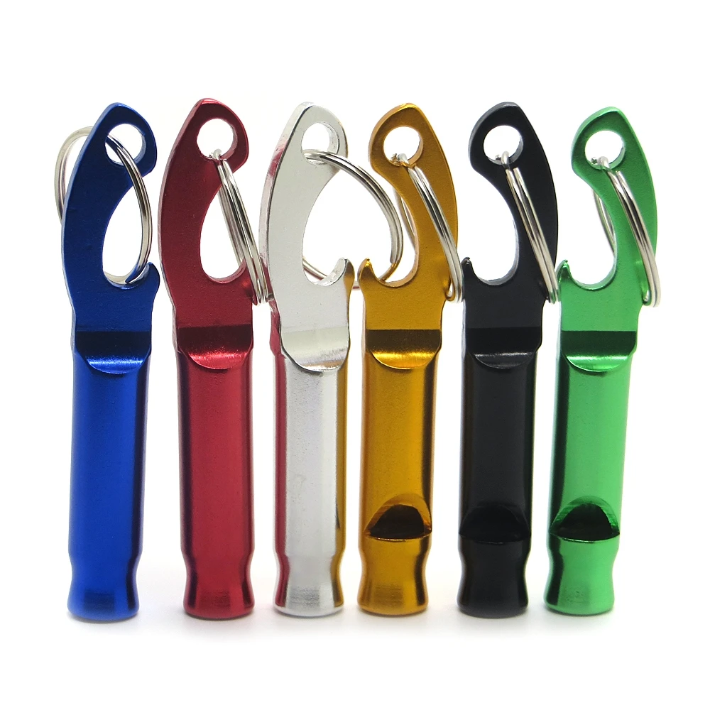 Портативный аварийный алюминиевый брелок со свистком для выживания с открывалкой