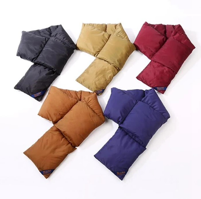 Зимний пуховой шарф 15*80 см, нейлоновый тканевый пух, Модный зимний женский шарф с наполнителем из гусиного пуха, женский шарф на шею, шарфы-петли