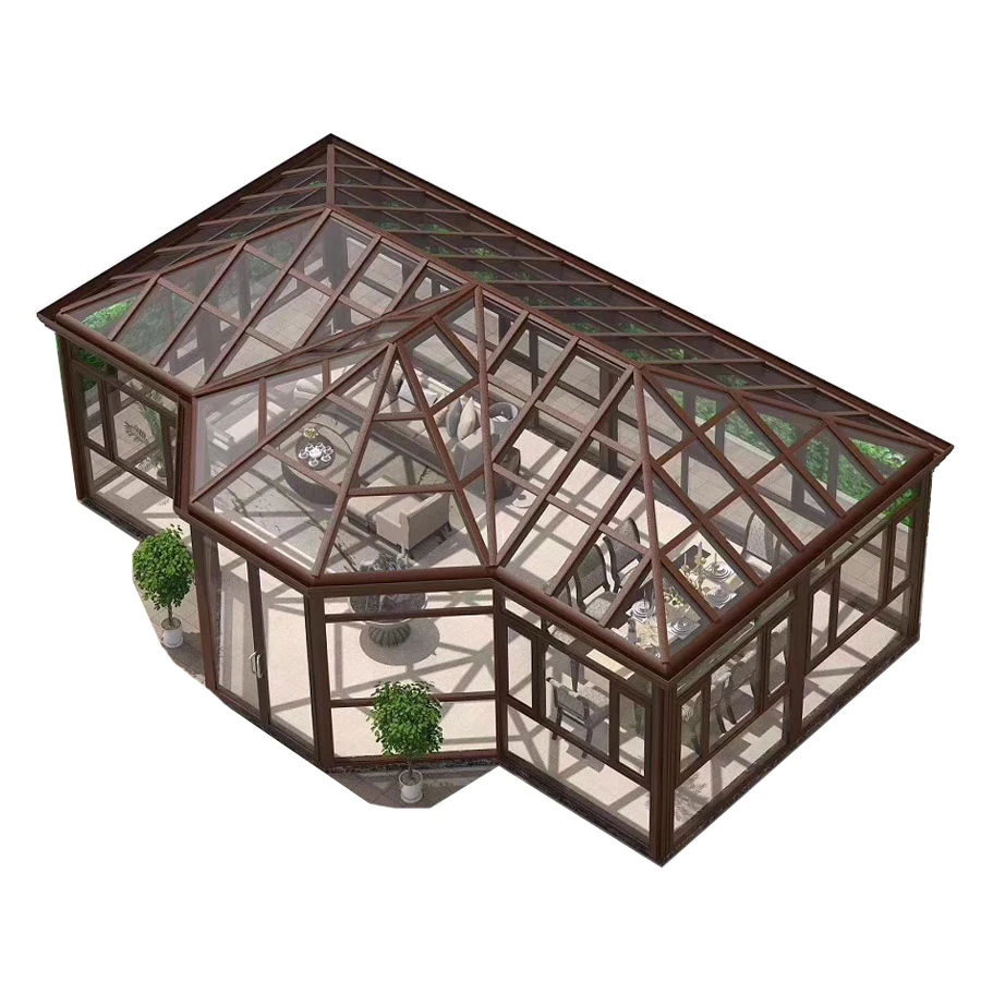 Customized Free Standing Aluminum Frame Winter Garden Sunroom Conservatory  Glass Garden House sunroom