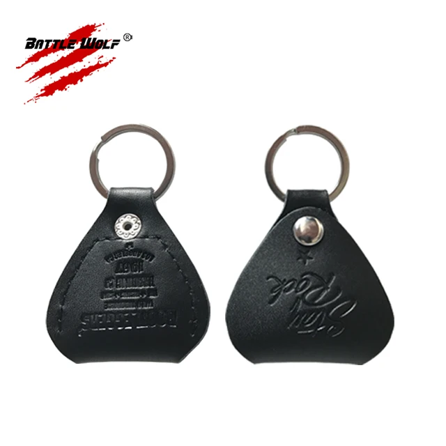 Hot Stamped Custom Logo Leather Key Holder With Guitar Pick Case