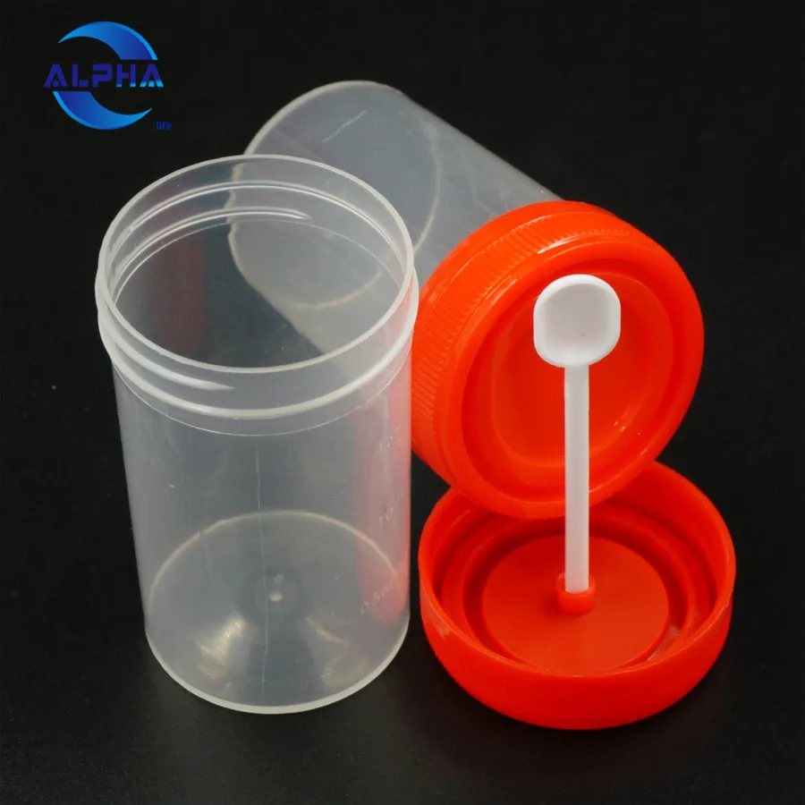 specimen sterile stool sample container with spoon