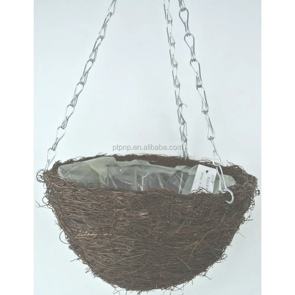 Hanging Planter Basket with plastic Liner 14 in Diameter Hanging Flower Pot Round Plant Holder For Lawn Patio Garden Decor