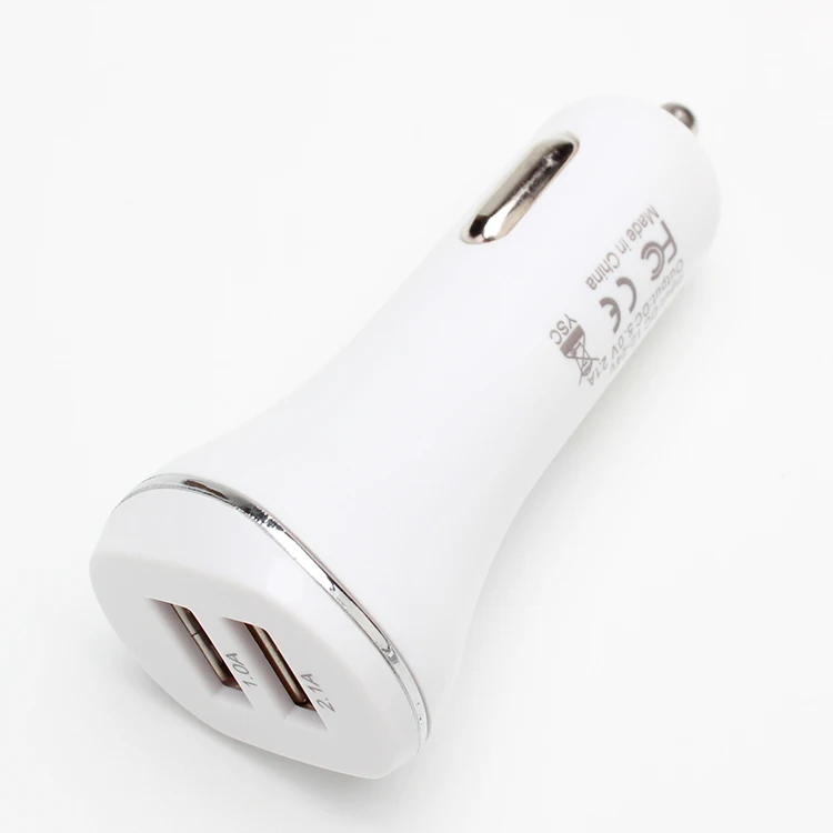 New style 2 port small golden edge wireless usb smart IC protection car charger for mobile phone device