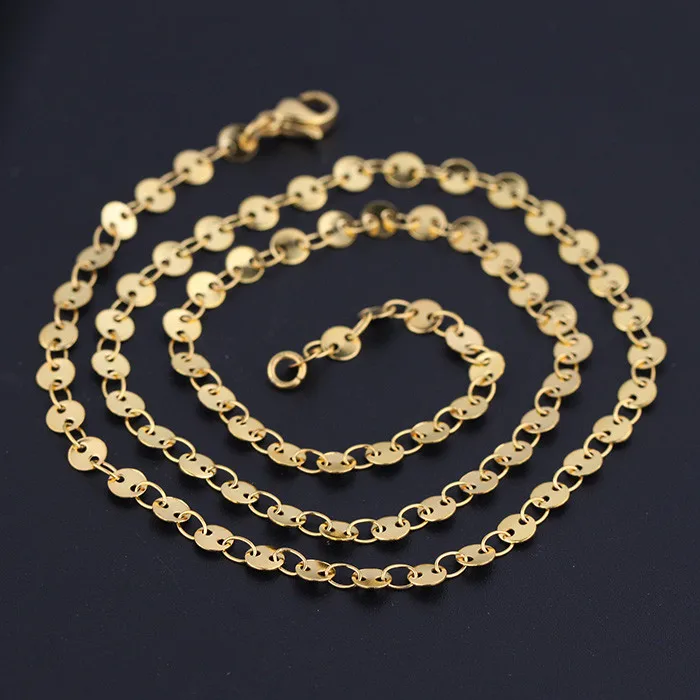 6161 Stainless Steel Real Gold Chain Necklace 18k Jewelry
