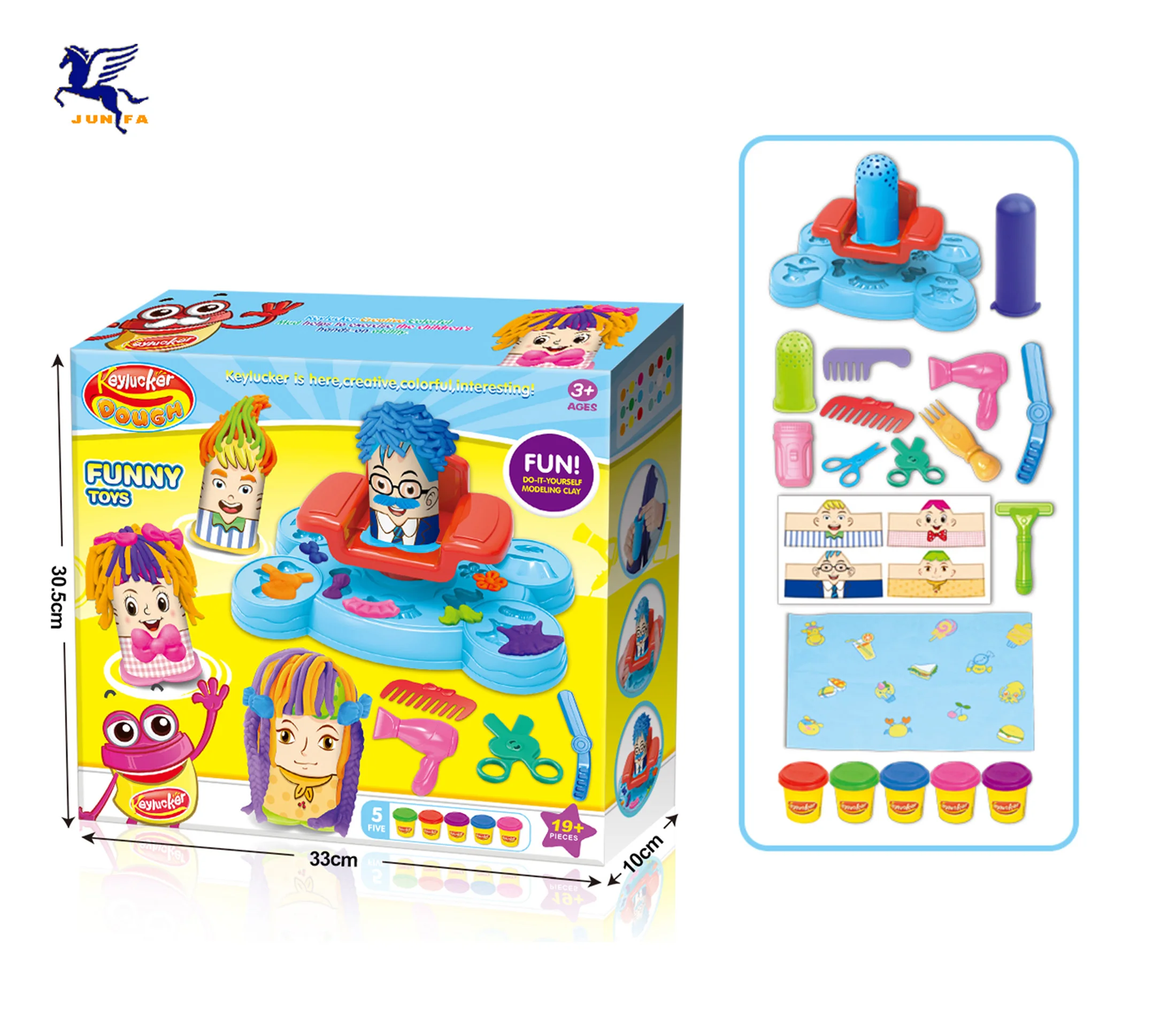 DIY color clay plasticine hairdressing play set children education dough toys