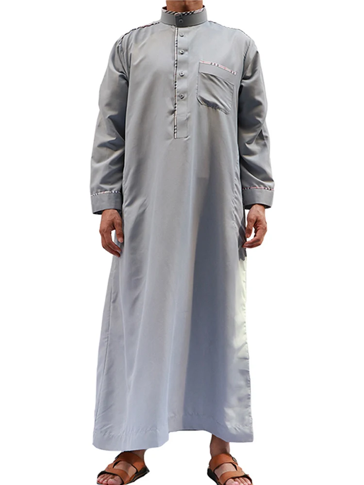 Middle East Islamic Full length  Clothing  Dubai  kaftan Muslim Buttons  polyester  Mens Thobe