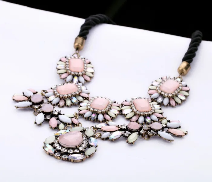 BlingBling xl00255 Cute Pink Vintage Statement Necklace for Girls Engagement Anniversary Black Link Chain Plastic Main Material