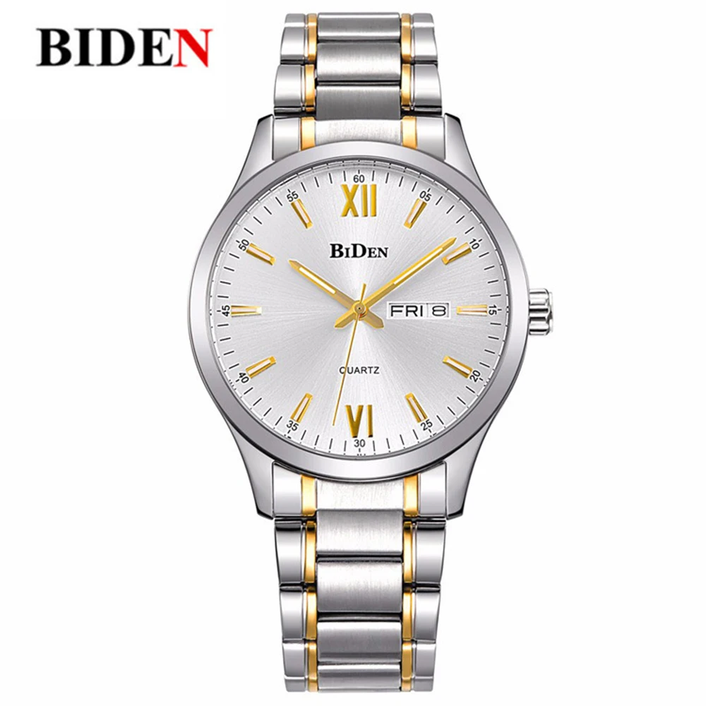 Biden couple watches japan movt quartz all stainless steel bezel watch