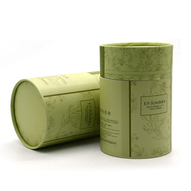 Custom Printing round tea box paper box cylinder green flower tea paper tube wholesale packaging box for tea paper tube