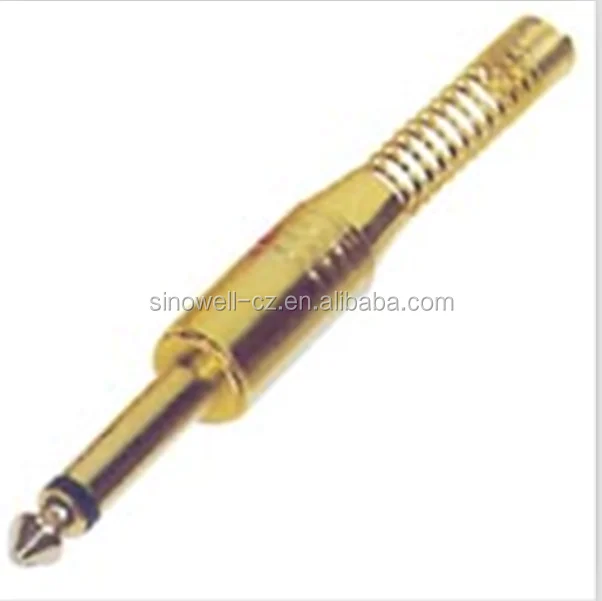 
Audio connector Gold Metal 6.35mm mono plug W/spring 