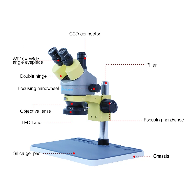 Long Working Distance 3.5x~45x Trinocular Stereo Zoom Microscope For Mobile Motherboard Repair