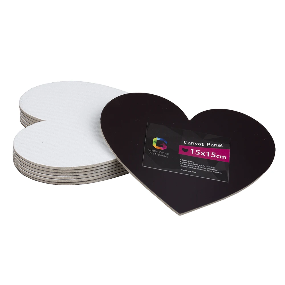 
6 Pack 15 * 15 magnetic heart shaped stretching board printed painting blank stretched canvas in various sizes 