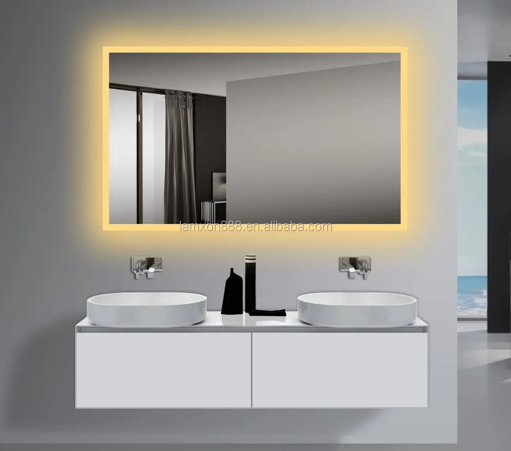High quality bathroom illuminated vanity mirror with 3000K LED lighting and touch switch