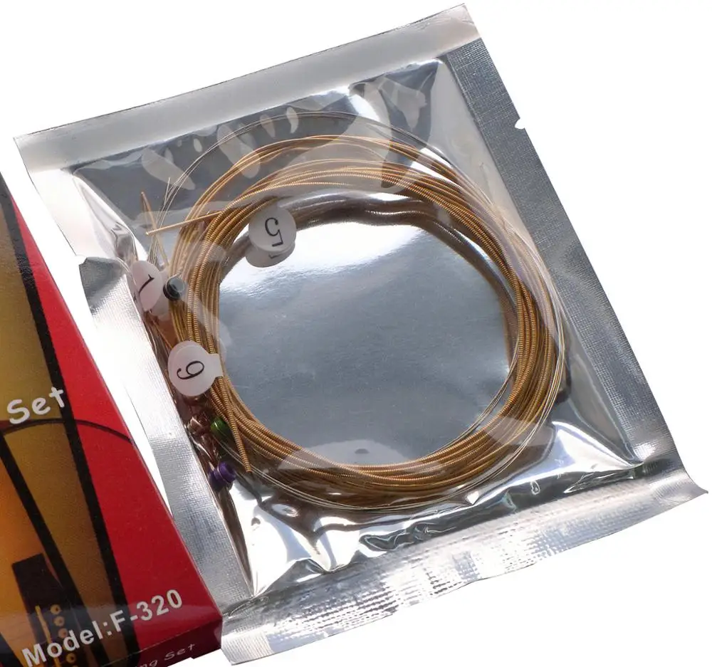 Acoustic guitar phosphor bronze string set F-320 with paper packaging colorful ball-end guitar accessories