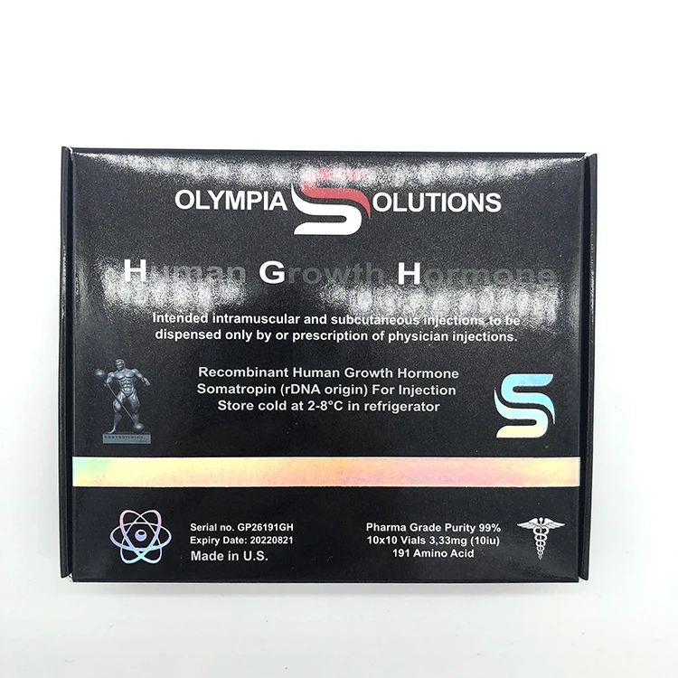 Custom Size Hgh Human Growth Hormone Holographic Paper Box For 5ml Pharma Steroid Bottle