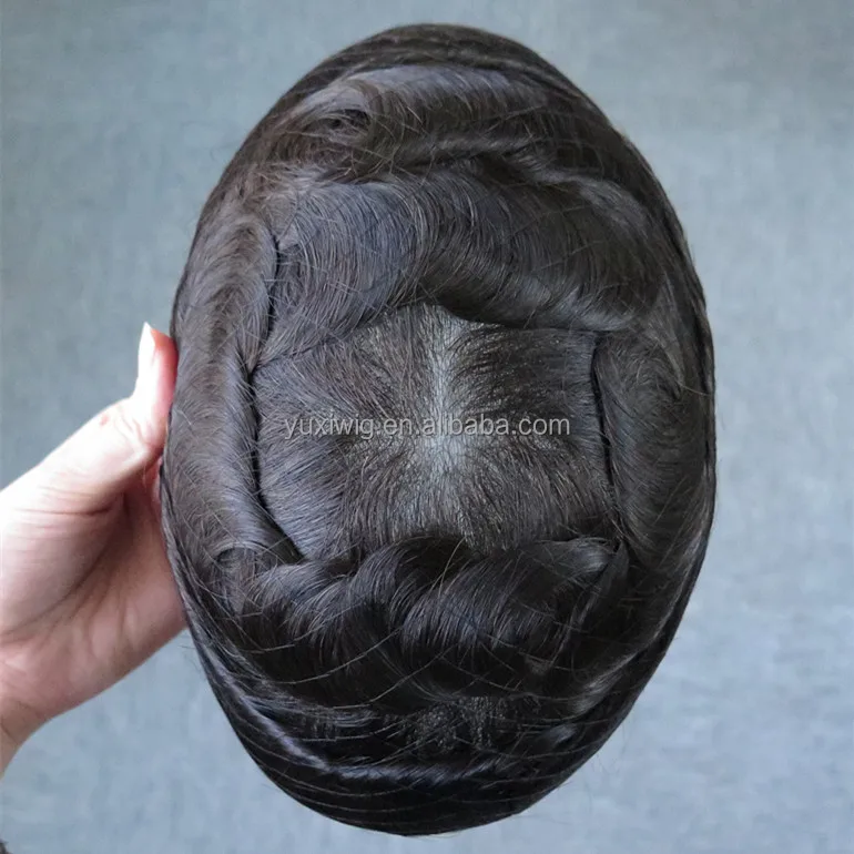 Ultra Thin Skin 0.02-0.03mm V-looped 100%Real Human Hair Men Toupee in stock