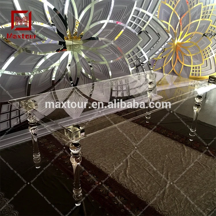 Custom clear ghost wedding furniture bride and groom acrylic dining table for event