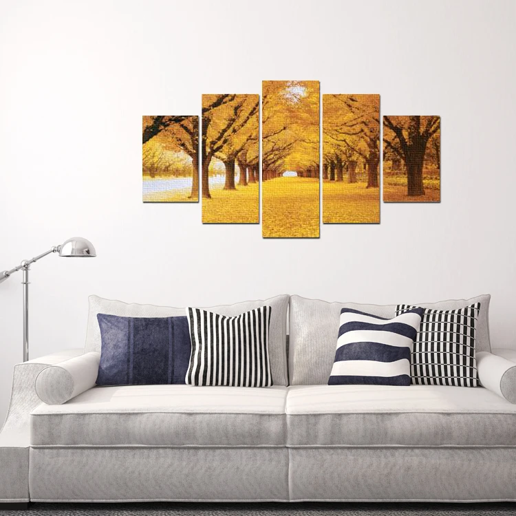 Лучший продавец, 5 шт., HD печатные картины на холсте, опавшие листья, золотые настенные картины, картины для домашнего декора