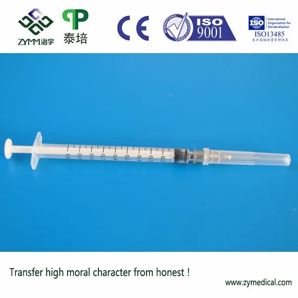 Оптовая продажа, одноразовый шприц meidcal hypodermic 1cc 1 мл с иглой