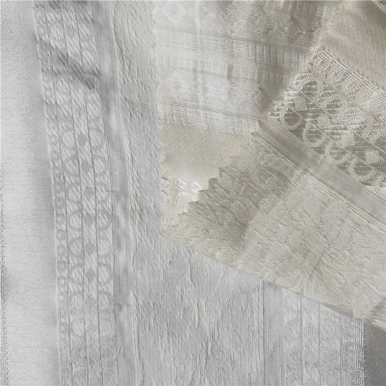 Silk Linen Cotton Rayon Stripe Jacquard with Some Flower design For Autumn Coat