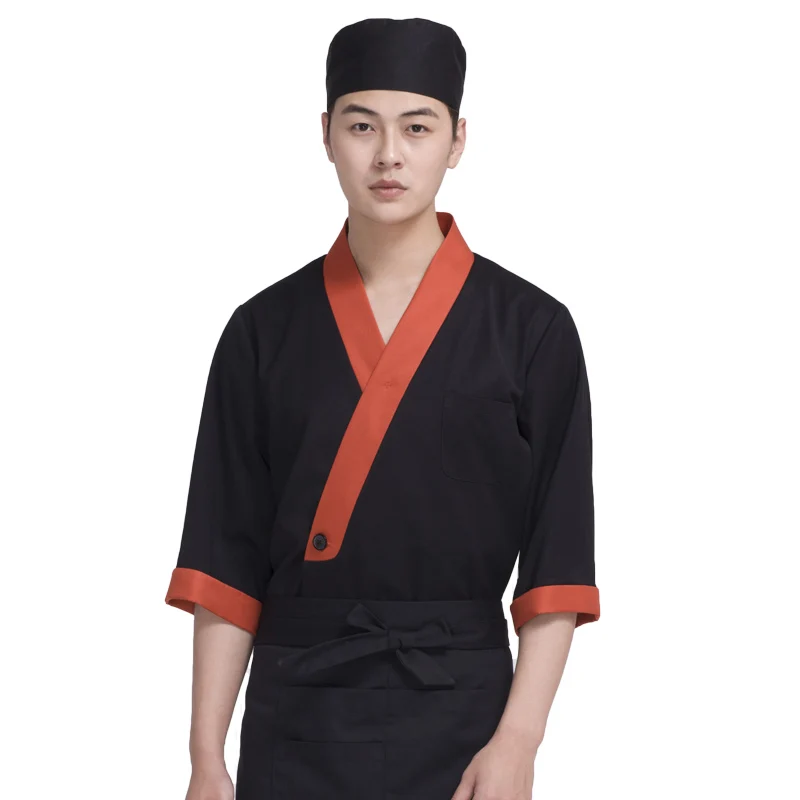 
Japanese Chef Coat Jacket Sushi for Men Restaurant Uniform 65% Polyester/35% cotton 